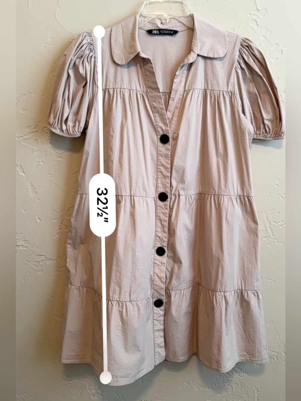 Zara khaki Tiered Button-Front Dress - Picture 2 of 3